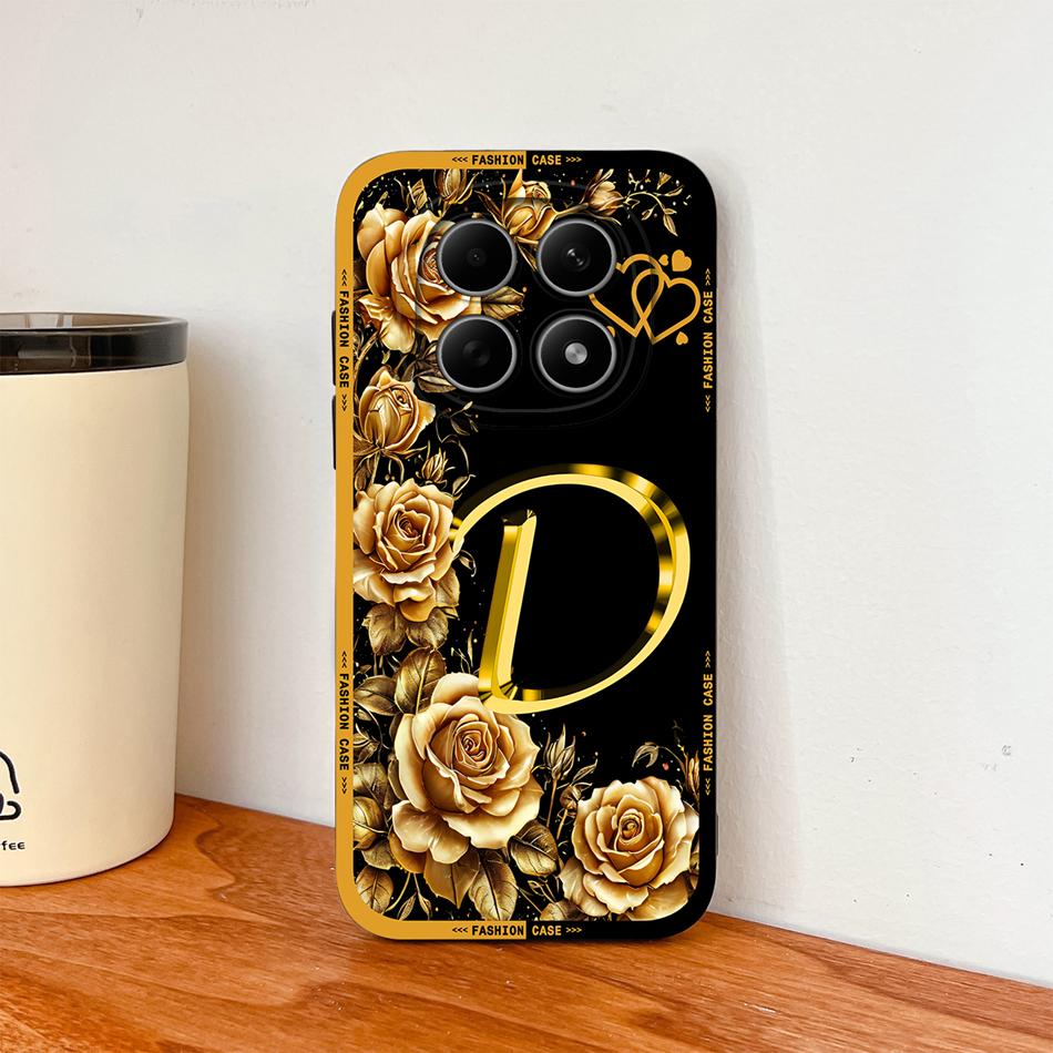 Case For Poco M8 Pro / Poco M5 M5S Fashion Rose Letters Soft Liquid Silicone Phone Shell For Poco M 8 M 5 Lightweight Funda