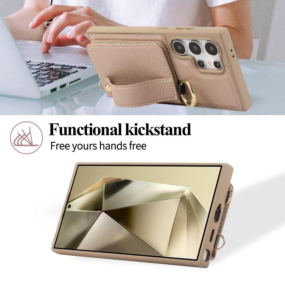 Crossbody-Geldbörse mit Kartenhalter, Handyhülle für Samsung Galaxy S25 Ultra S24 FE S23 S22 Plus, Umhängeband, Handschlaufe, Lederhülle