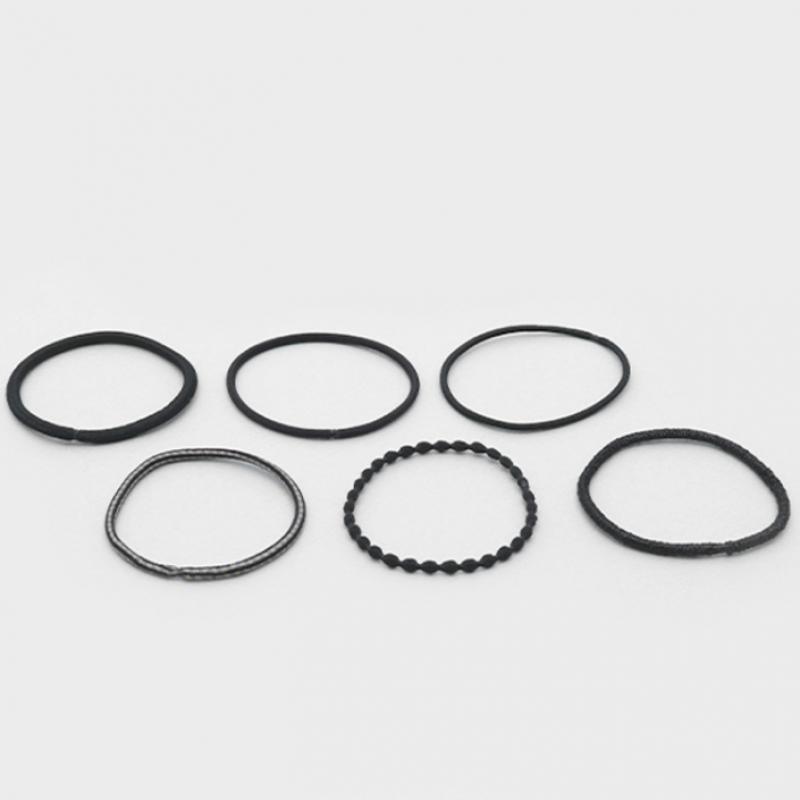 Daiso No Tip Black Hair Elastic Band  Pack Of 10