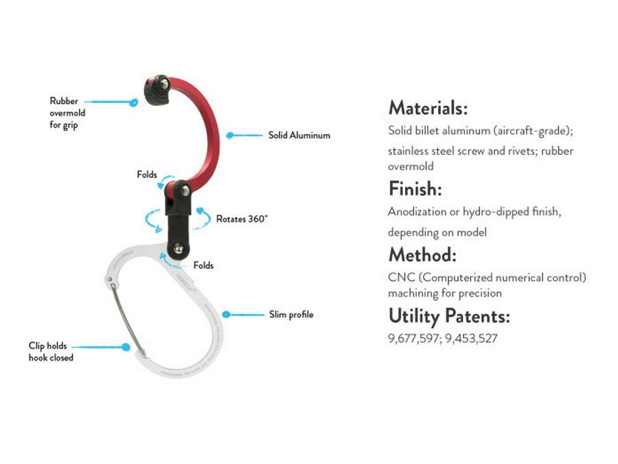 Aluminum Alloy D-Shaped Multifunctional Carabiner with 360° Rotating Hook for Outdoor Use