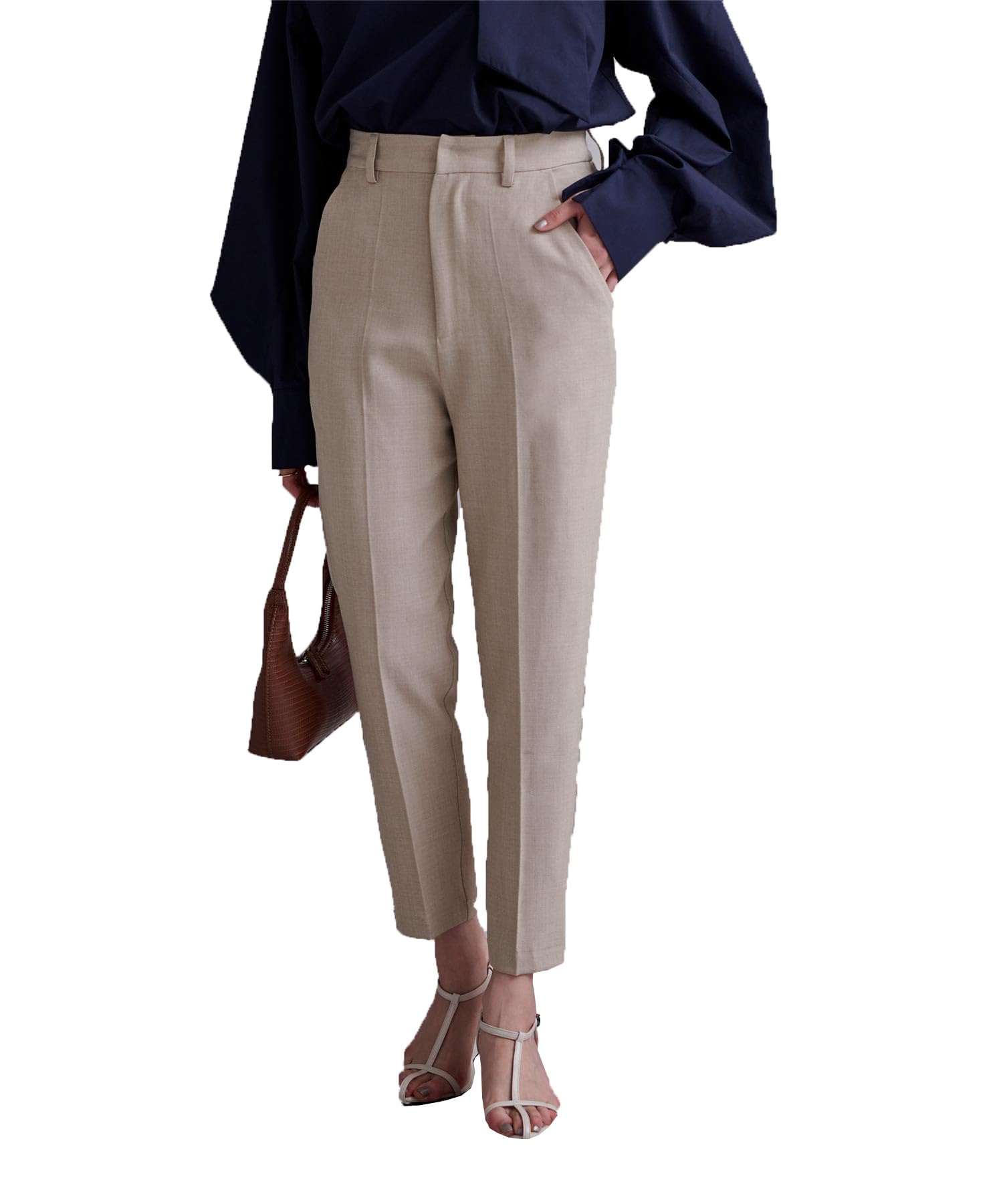 

Yours Wedge Slub Center Press Tapered Pants BCXN1513 Women s Size Small, Beige