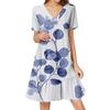 Womens Summer Dress Short Sleeve V Neck Short Dresses Fashion Casual Flowy Boho Ruffle A Line Swing Sundress