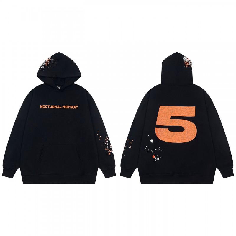 Sp5der Spider Web Foam Print Fleece Hoodie Loose Fit Hip Hop Sweatshirt Men Women