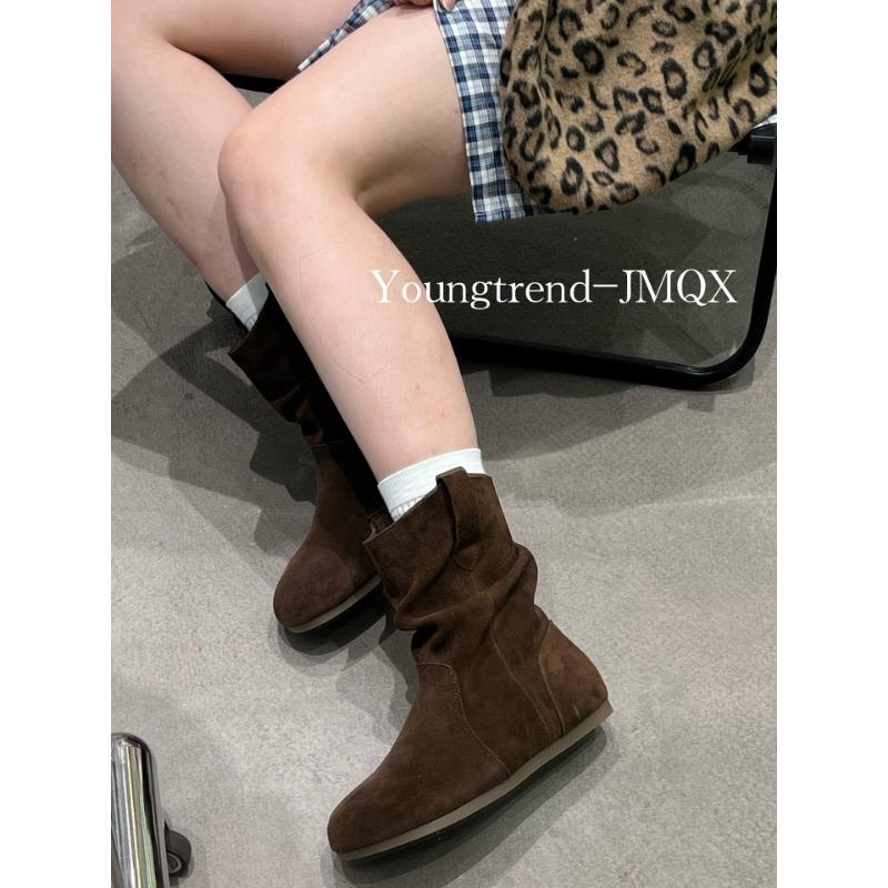 Retro Lazy Wind Boots Pile Boots Women's Short Boots New Autumn and Winter Women's Frosted Leather Martin Boots