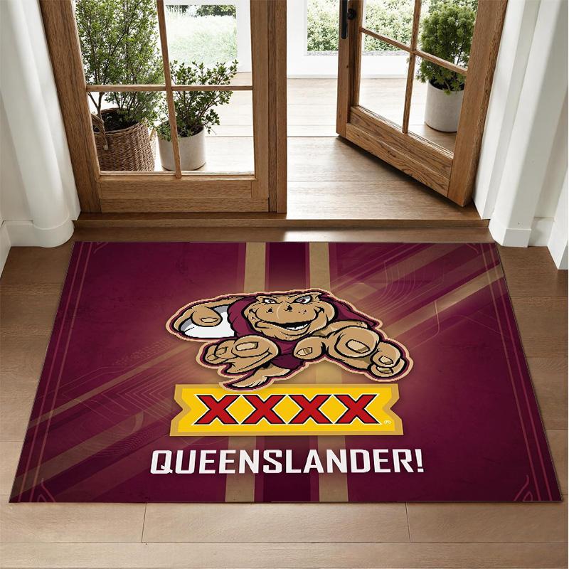 Queensland Maroons Design Crystal Velvet Rug Soft Decorative Mat for Bedroom Entrance