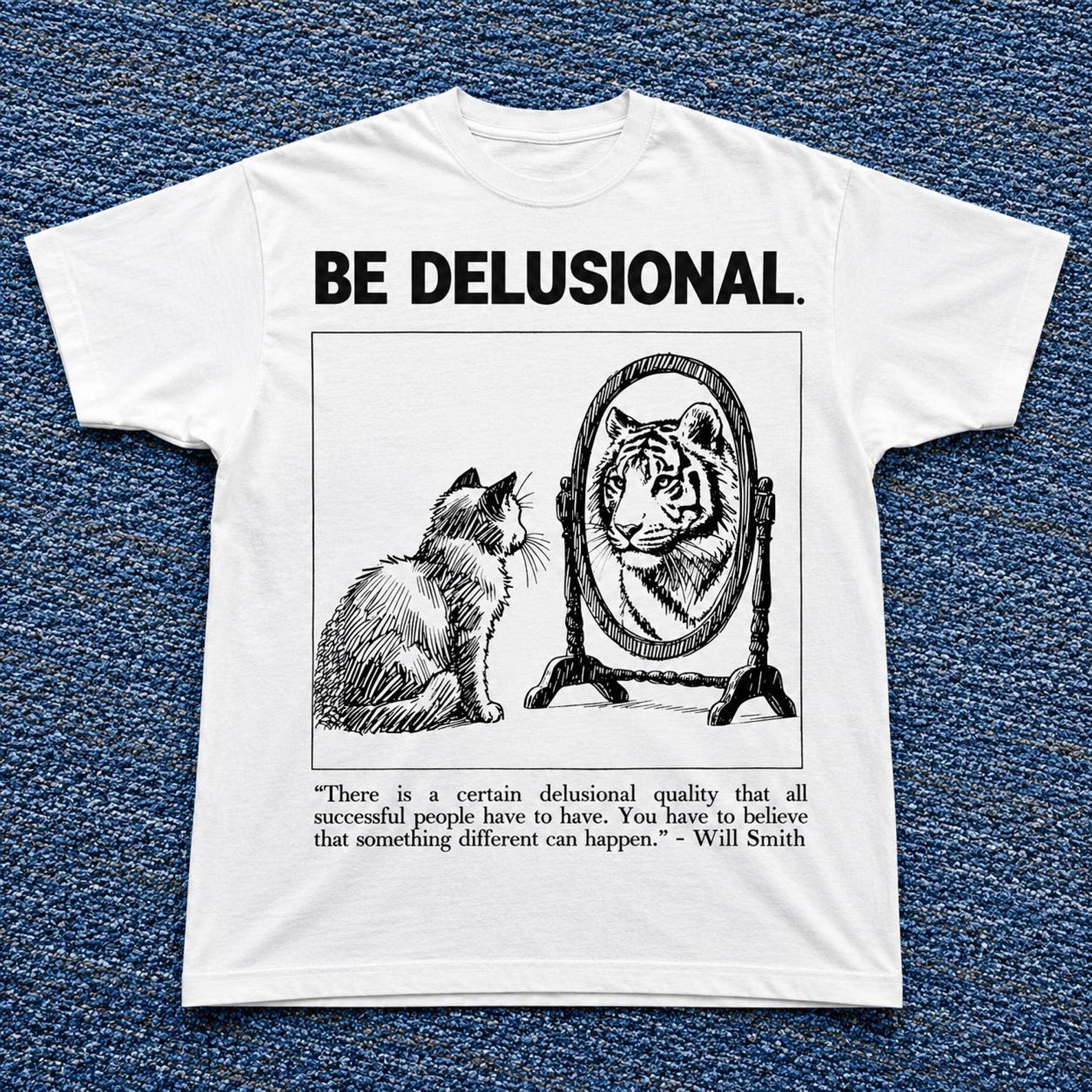 Delusional Cat Graphic T-Shirt, motivation tee 4XL