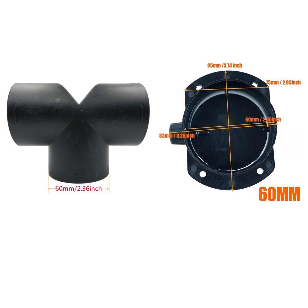 60mm 75mm Válvula Flap Ajustável Aquecedor de Ar a Diesel Duto de Ventilação Divisor de Saída Tubo de Escape Conector Junção Para Carro