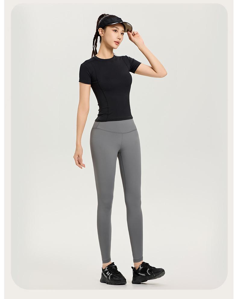 Damen Schnelltrocknendes Atmungsaktives Yoga-Set: Kurzarm-Top & Leggings