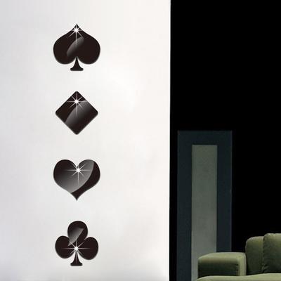 Adesivi Murali Specchio 4 Pezzi Semi di Poker - Decorazione Soggiorno e Camera da Letto