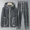 Winter Men's Hoodie Sets Thick Fleece Wind Cold Protection Warm Fashionable Casual Two Piece Set