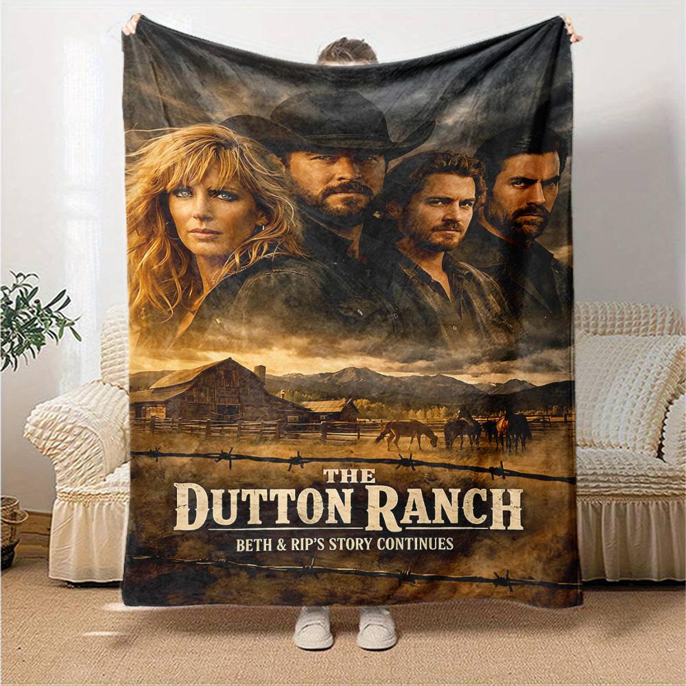 Dutton Ranch Flannel Blanket Super Soft Warm Cozy Blanket for Sofa Bed Office Travel All‑Season Home Decor Gift