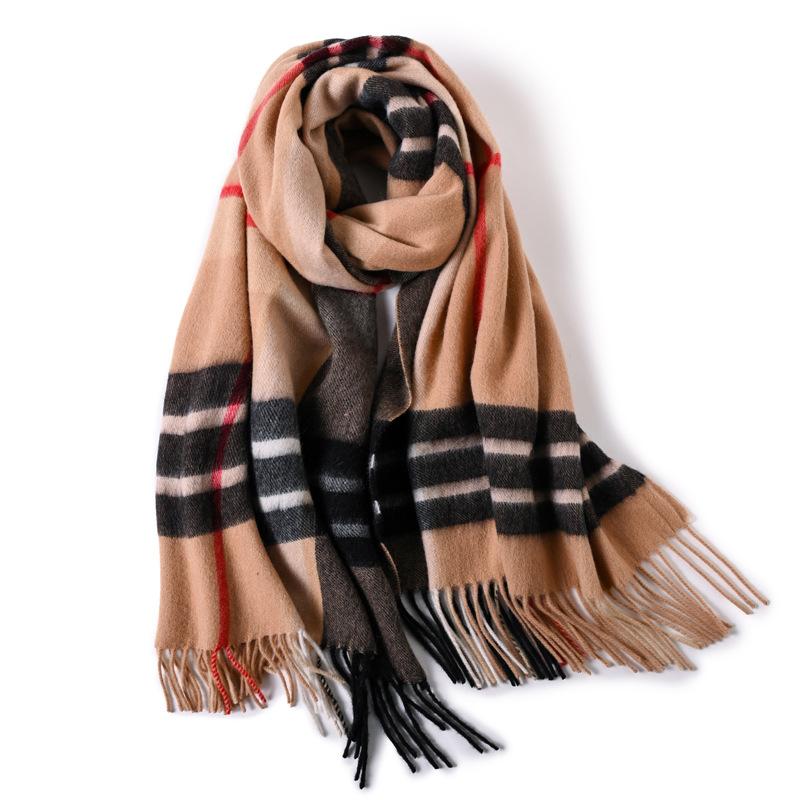 Milk camel pure wool scarf women's autumn and winter versatile thickened cashmere scarf new shawl dual-purpose