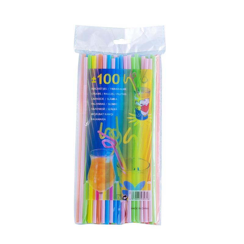 2 Packs (100pcs/pack)  Colorful Drinking Kunststof Straws Bar Party Wedding Kitchen Pajitas Plastique Beverage Straw