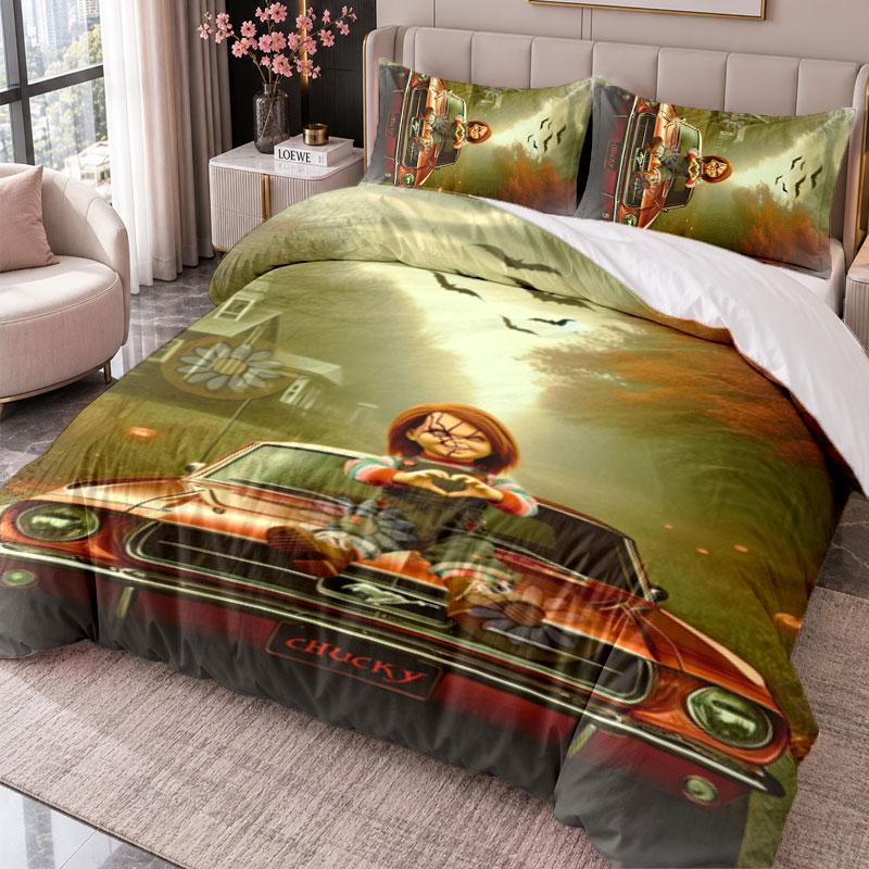 Child's Play Chucky Tiffany 3Pcs Bedding Set Duvet Cover With Two Pillowcases For Bedroom Home Decoration