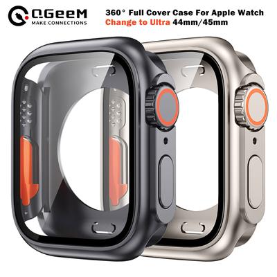 Vetro temperato + cover per Apple Watch case 45mm 44mm 41mm 40mm Accessorio Paraurti per schermo Proteggi schermo per iwatch serie 9 8 7 6 SE 5 4