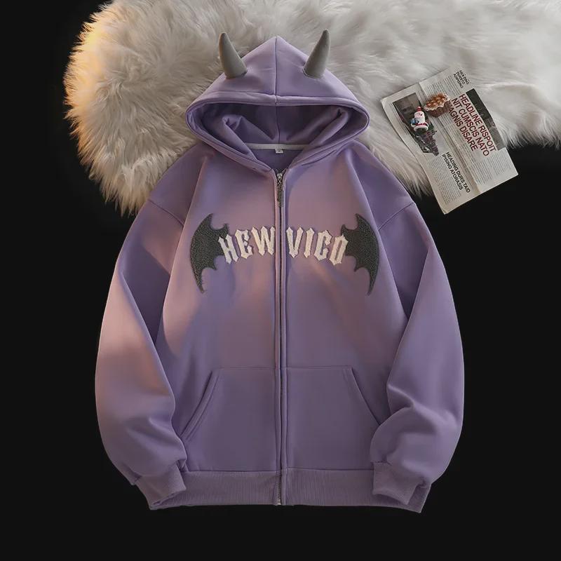 Women's Fleece-Lined Embroidered Hoodie Cardigan: Autumn/Winter 2023 Collection