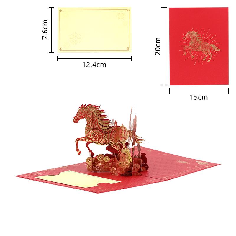 2026 Year of the Horse 3D New Year Greeting Card with Hot Stamping and Creative Design