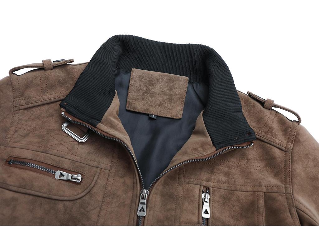Men's Retro Suede PU Leather Motorcycle Jacket - Autumn/Winter Trend 2025