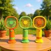Rechargeable Handheld Cartoon Mini Fan with Base - Portable, Creative, Desktop-Friendly