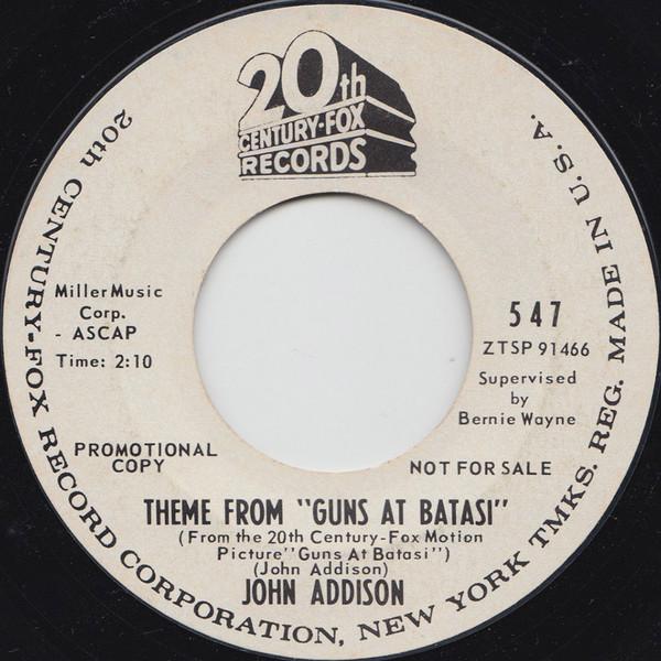 7inch Record JOHN ADDISON Theme From Guns At Batasi 547PROMO 20th Century Fo US Soundtracks Musicals Used