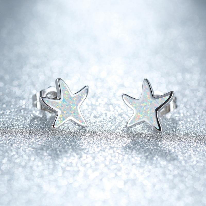 

Fashion Personality Rose Gold Blue Happy Little Starfish Earrings Women s Exquisite Versatile Ear Jewelry
