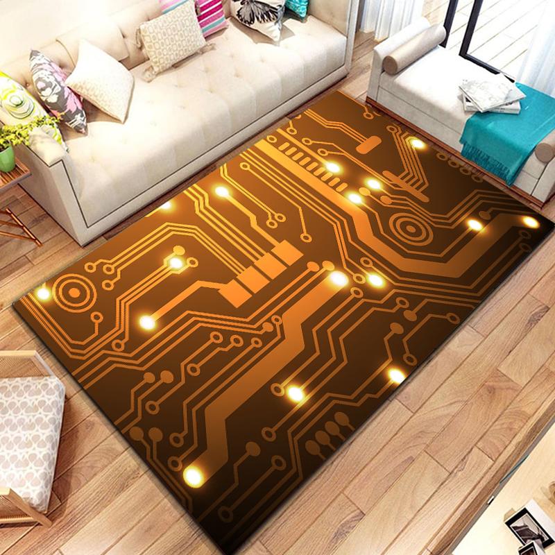 3D Chip Circuit Board Area Rug,Carpet Rug for Home Living Room Bedroom Sofa Play Room Doormat Decor, floor mats  coffee tables