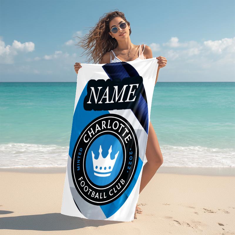 Personalized Charlotte Football Club Crest Beach Towel Microfiber Beach Towel Thin Absorbent for Beach Swimming Yoga Bath Sports. 0910169