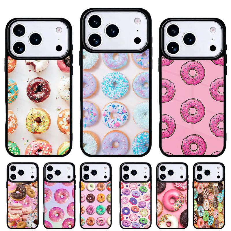Süße Cremige Rosa Donut Handyhülle für iPhone 17 16 15 14 13 Pro Max Rückabdeckung für 12 11 Pro Hülle