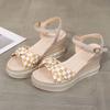 Woman Shoes Checkerboard Grid Platform Bow Sandals for Women Wedges Heel Sandal on Offer Pvc Comfort Footwear Sale Sales Daily