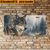 2D Flat, 1pc, for Decoration Solely, 12X6 Inch Realistic Grey Wolf Front Misty Pine Forest Aluminum License Plate, for Home Cafe Bar Wall And Car Deco