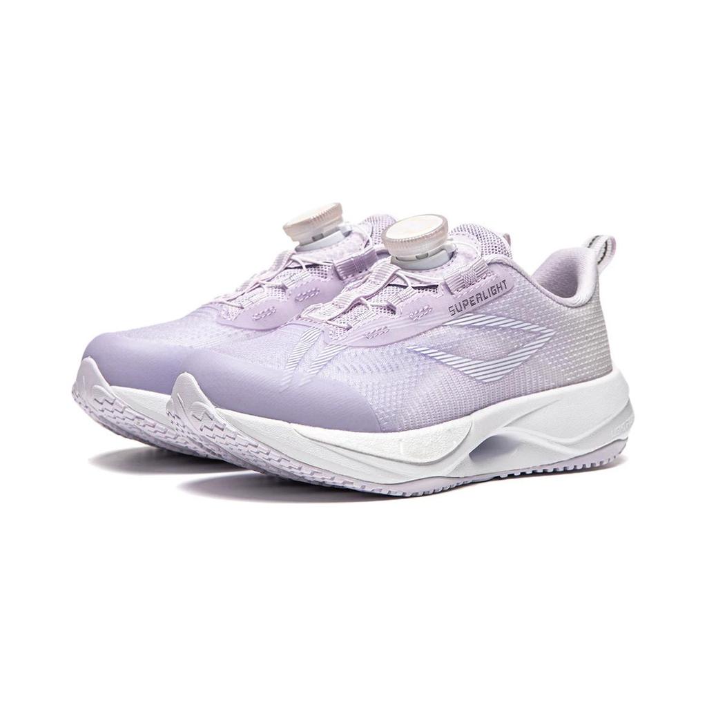 Li Ning Kids Synthetic Leather Comfortable Breathable Shock Absorbing Durable Low Top Casual Shoes Kids Casual Shoes White Purple Yellow YKAU008-6