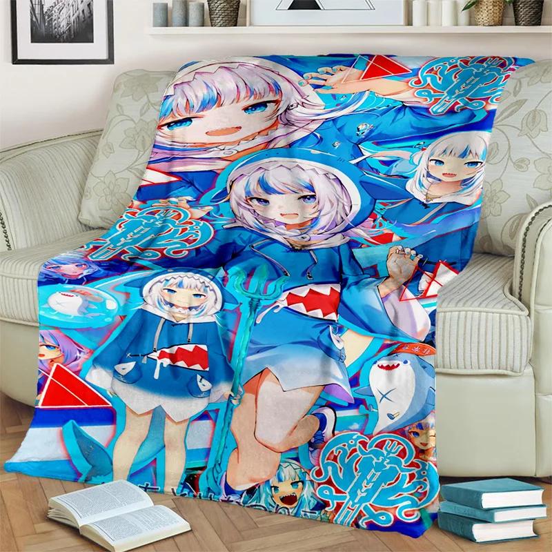 3D Cute Gawr Gura Hololive Cartoon Blanket,Soft Throw Blanket for Home Bedroom Bed Sofa Picnic Travel Office Cover Blanket Kids