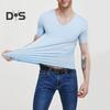 Men's Ice Silk T-Shirts Casual Short Sleeve Sports Tee Summer Breathable Moisture V-Neck Undershirt Top