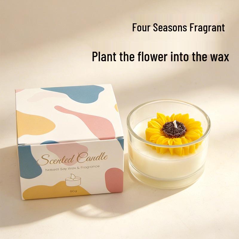 Handmade Flower-Shaped Aromatherapy Candle Set: Floral Scented Gift for Home and Bedroom Decor