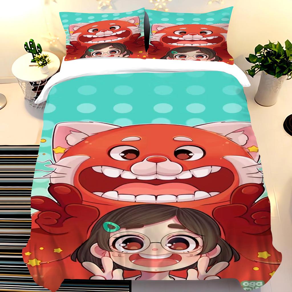 Pixar Red Panda Bedding Sets Duvet Cover Set King Size Children'S 3-Piece Set 1 Quilt Cover 100% Polyester Home Comforter