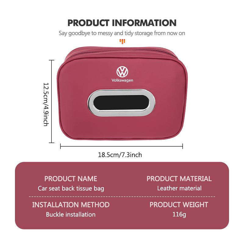 BAG1 Car Headrest Tissue Bag Leather Durable Tissue Storage Organizer For Volkswagen VW Polo Jetta Sagitar Magotan Passat B5 B6 B7 CC