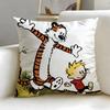 classic comic Calvin and Hobbes Cushion Cover Soft  EasyWash Pillow Case  Versatile for Couch Bed Travel and Office