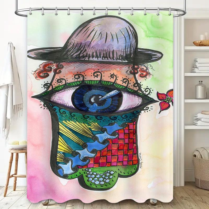 Colorful Printed Shower Curtain With Eye Design For Bathroom Decor Waterproof Fabric Home Decor Item 48X72In/120Cmx183Cm (Green)