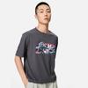 Li Ning Sports Fashion Series Cartoon Logo Print Round Neck Casual Short Sleeve T-Shirt Unisex Tops Earth-Gray AHSSC65-1