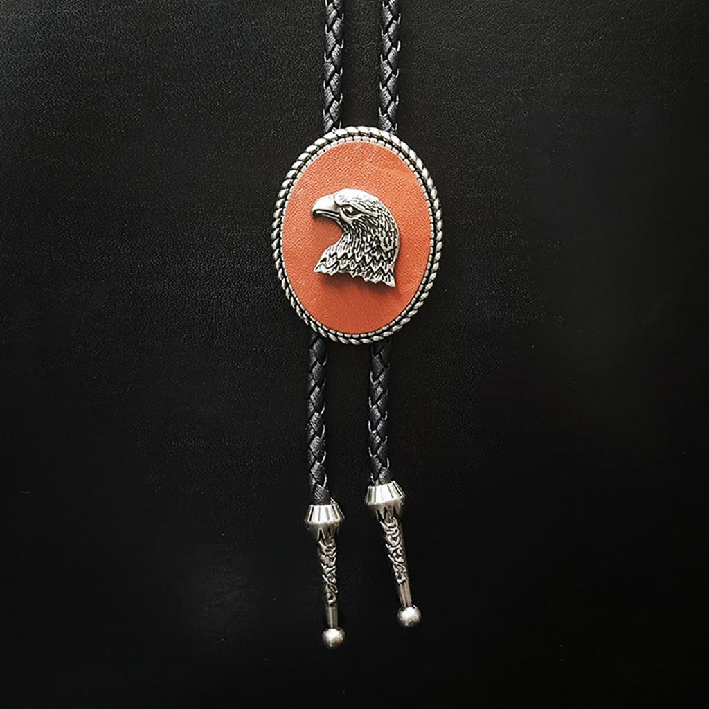 Eagle Head Bolo Tie Women Men Unisex Vintage PU Leather Necktie Rope Tie Neck Jewelry Rodeos Tie for Formal Theme Party