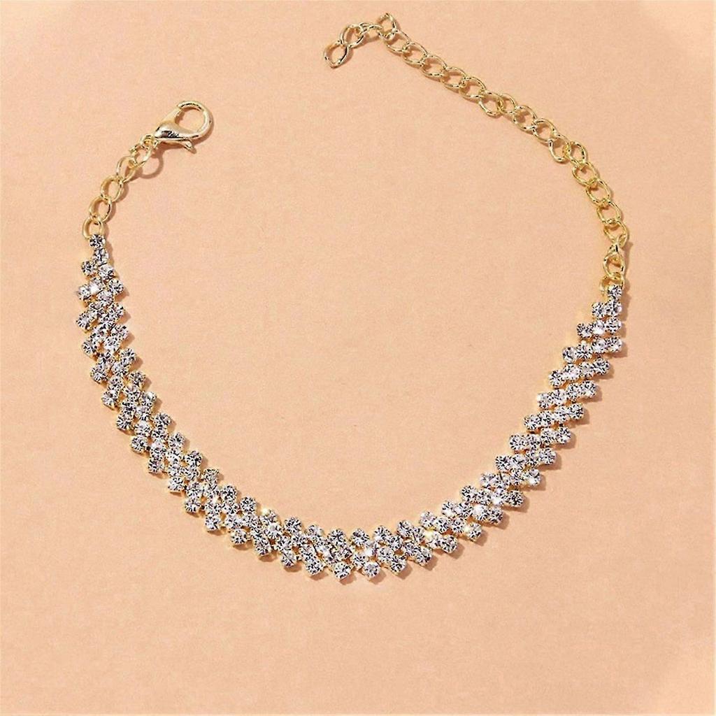 Ladies Rhinestone Anklet with Sparkling Crystals - Stylish Accessory for Girls