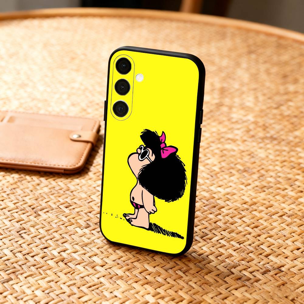C-Cute Cartoon M-Mafalda Phone Case For Samsung A73,72,71,53,52,51,22,91,80, Soft Black Cover