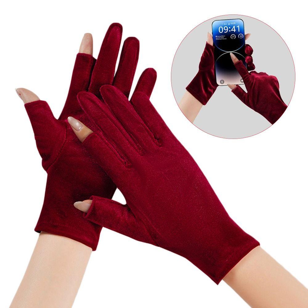 Fashion Warm Women's Winter Gloves Lining Fleece Windproof Velvet Mittens Elastic Coldproof Driving Gloves Outdoor