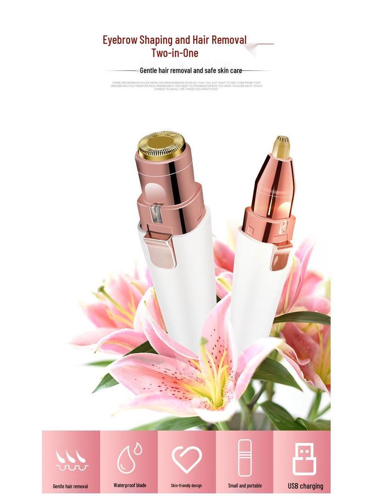 Multifunctional Electric Lipstick Hair Remover: Painless, Portable, USB Charged Eyebrow Trimmer
