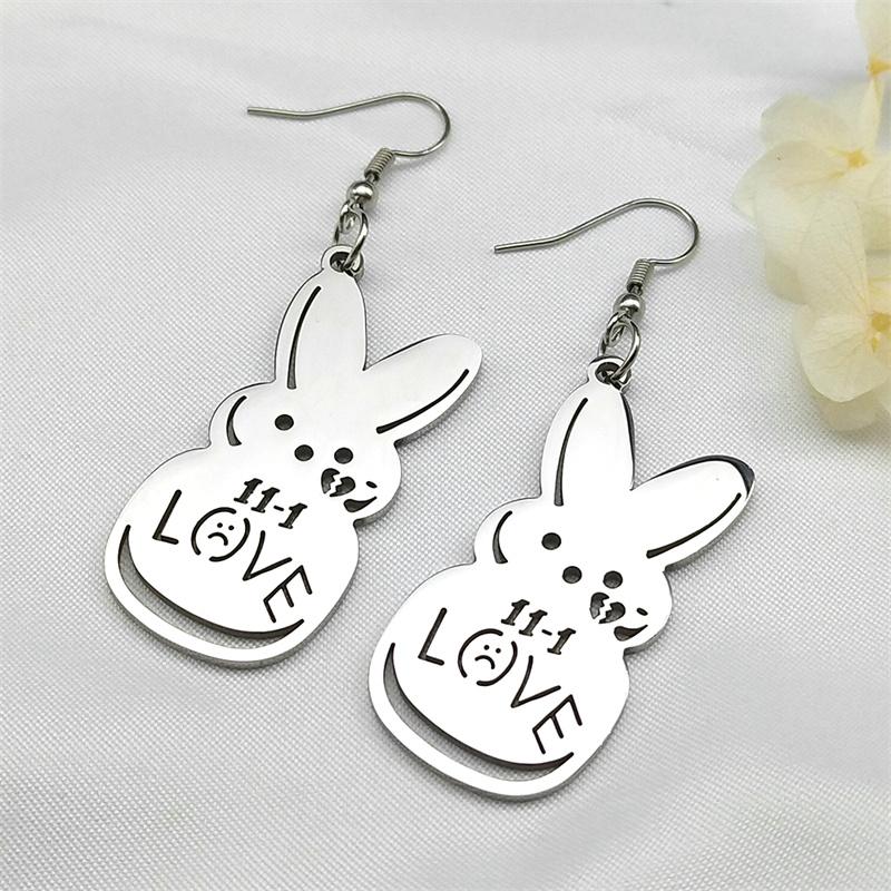 Kpop Lil Peep Rabbit Sad for Love Couple Drop Earring for Women Stainless Steel Gold Color Music Fans Earring Jewelry E3624S01