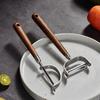 Walnut Wood & Stainless Steel Peeler Set: 3-Piece Fruit Knife, Potato Peeler, Melon Planer for Kitchen.