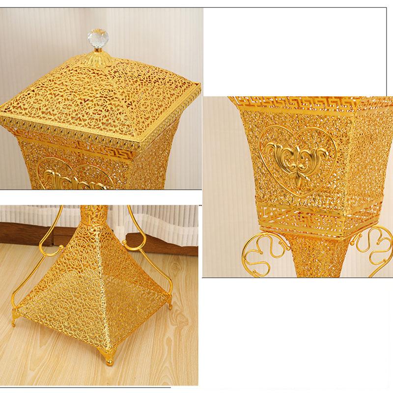 Chinese Gilded Hollow Out Incense Burner with Lid Iron Art Aromatherapy Charcoal Stove Saudi Arabia High-end Home Decor Ornament