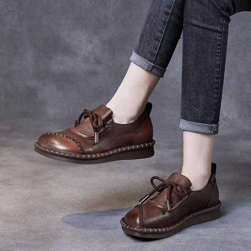 Soft-Skinned Soft-Soled woman Middle-Aged And Elderly Flat-Heeled Comfortable Shoes In New Small Ultrathin PU aterial Shoes