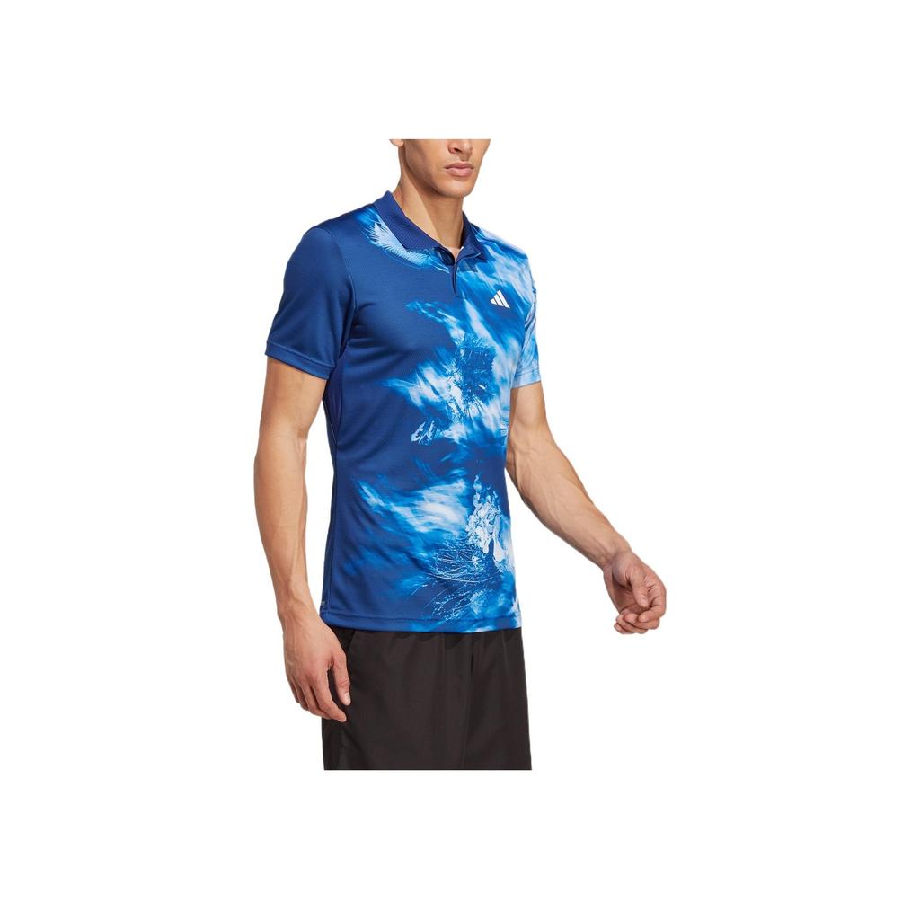 Adidas Logo Print Pullover Polo Shirt Men Tops Victory-Blue IB4610