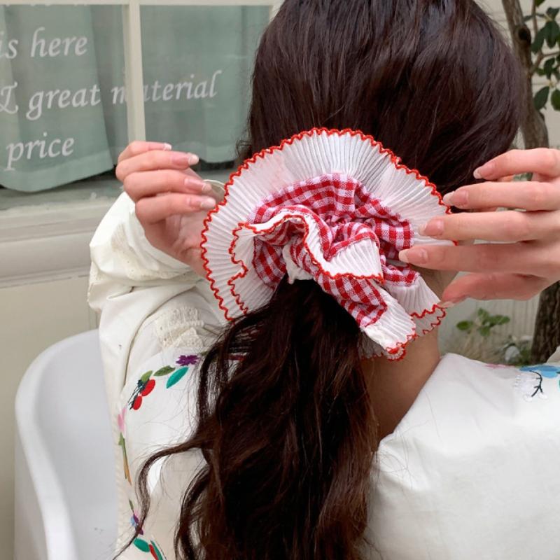 French Sweet Lace Intestine Loop Headband Women's Large Elastic Hair Rope Ringfor Girls Fashion Hair Accessories Headwear